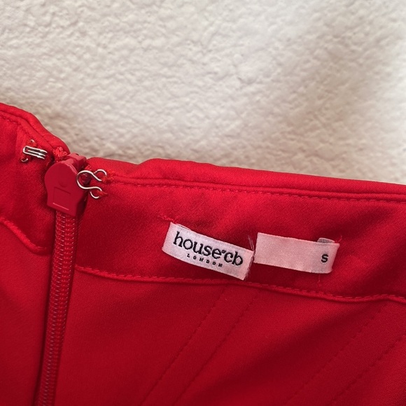 House of CB Anais Satin Corset Dress Red scarlet Size S midi NWOT - Picture 7 of 13